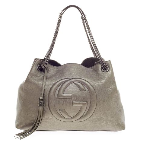 gucci soho leather tote with chain strap outfit|Gucci soho shoulder bag large.